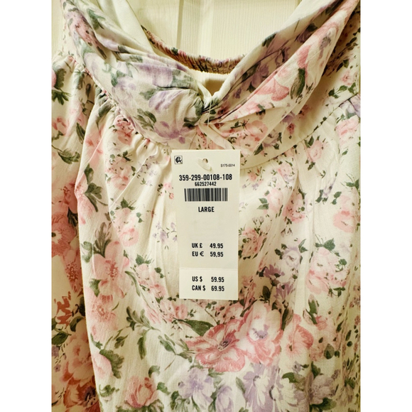 NWT HOLLISTER Floral Maxi Dress Size L White Pink - Picture 5 of 7